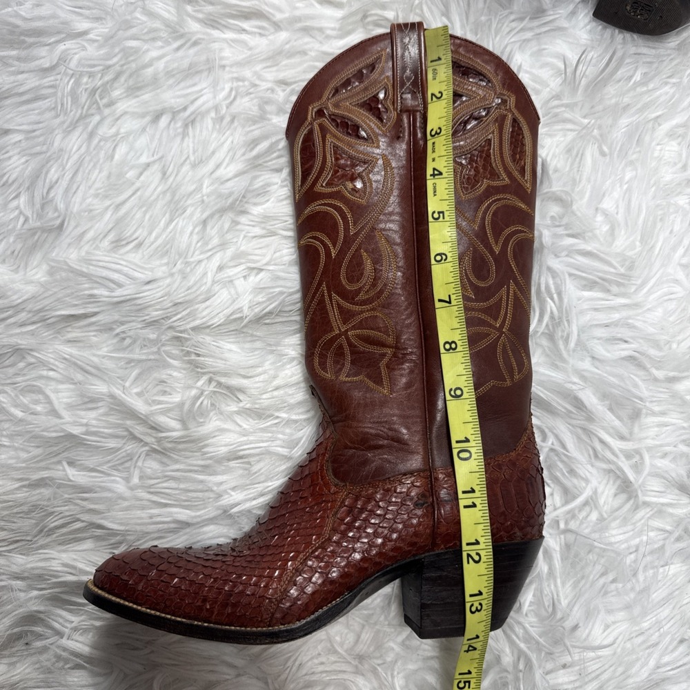 Vintage Dan Post Brown Front Cut Python Cowboy Bo… - image 8